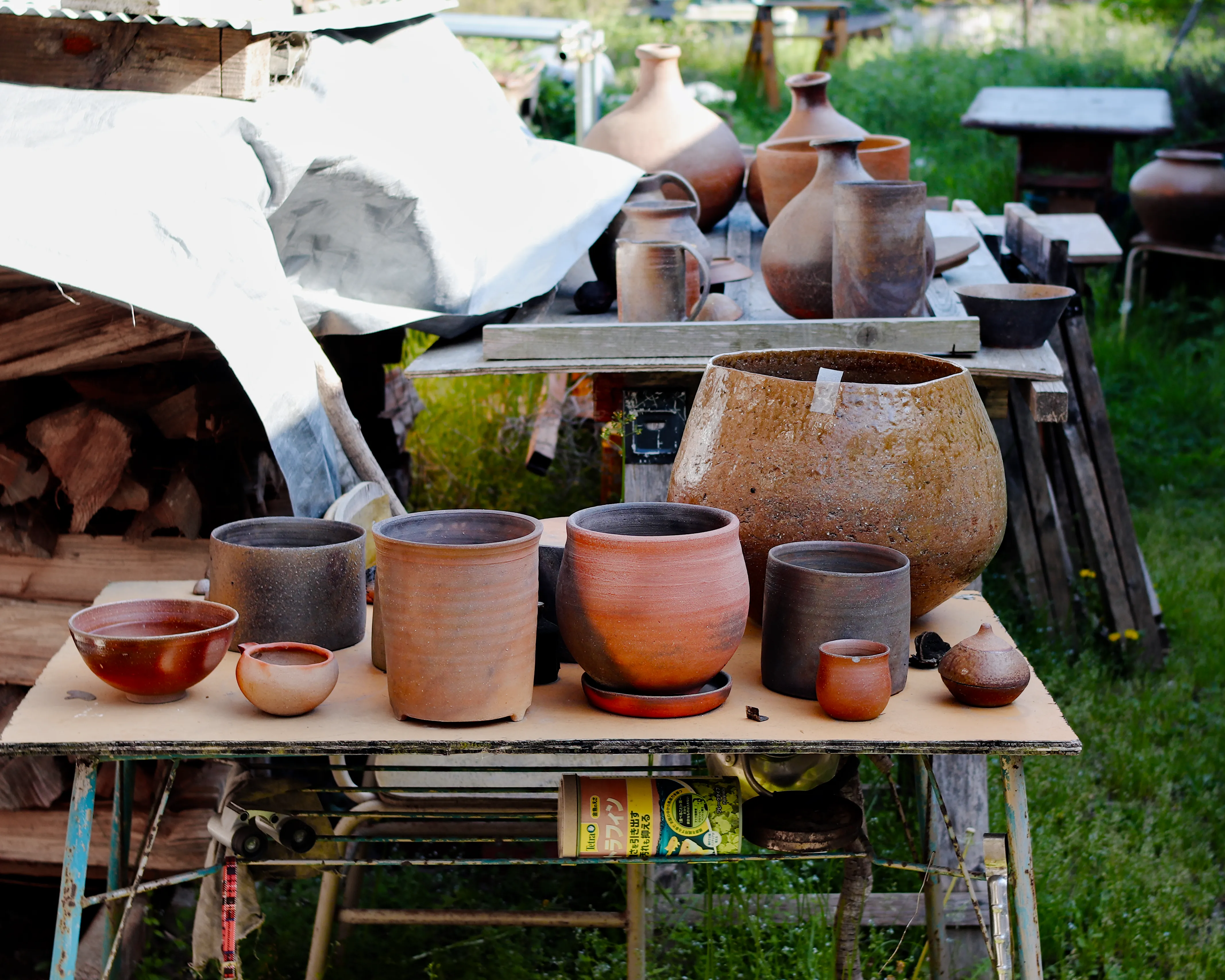 Assortment of Bizen pottery in Inbe, Bizen city Japan